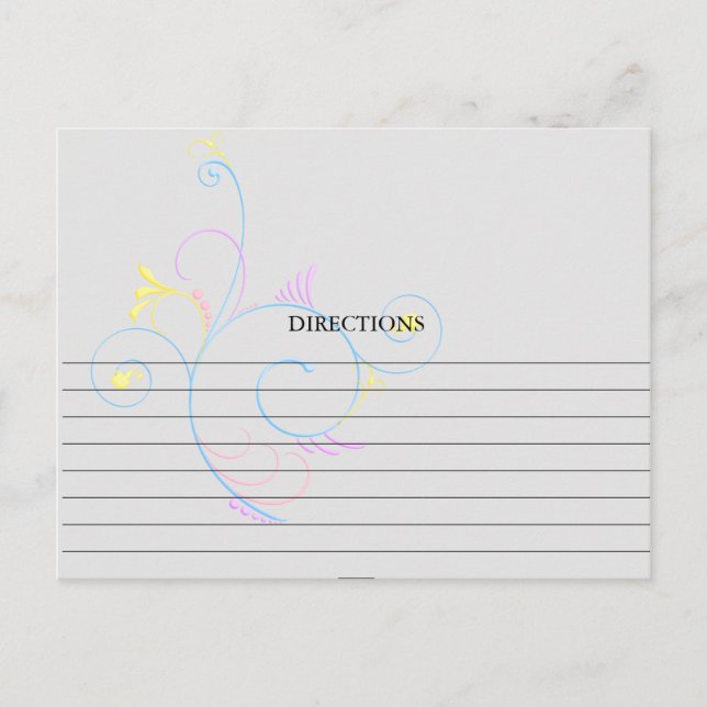 Cartes de recettes Tourbillonnant simples et color (Devant)