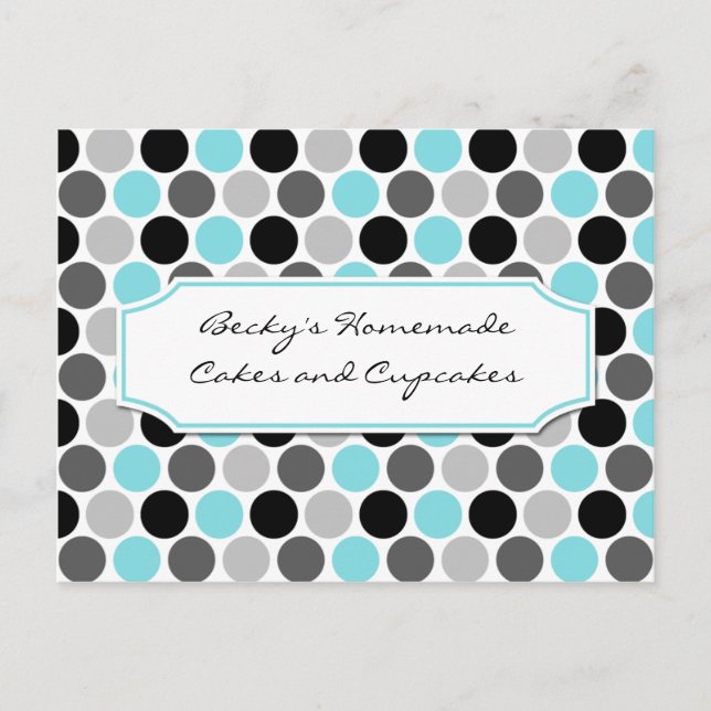 Cartes de recettes Turquoise gris cercles noirs (Devant)