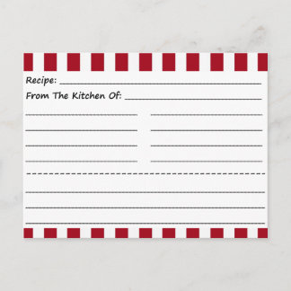 Cartes de recettes vierges : Bandes rouges et blan