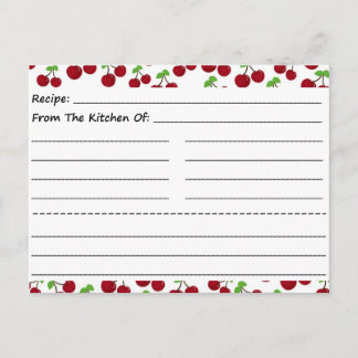 Cartes de recettes vierges : Cerises