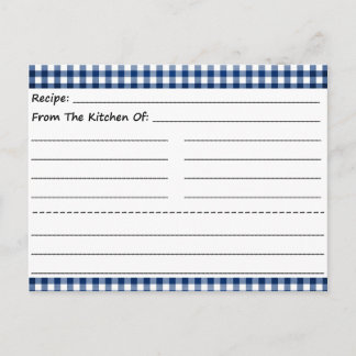 Cartes de recettes vierges : En vichy rêves