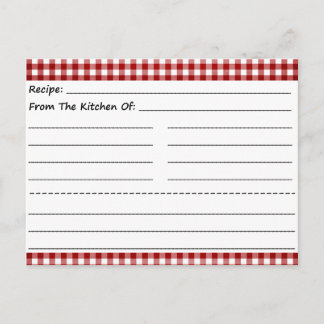Cartes de recettes vierges : En vichy rêves