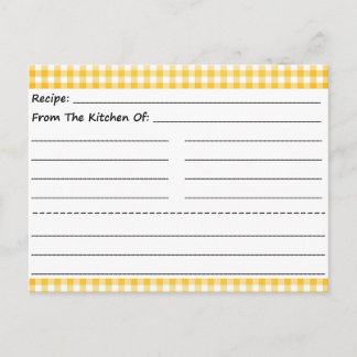 Cartes de recettes vierges : En vichy rêves