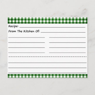 Cartes de recettes vierges : En vichy rêves