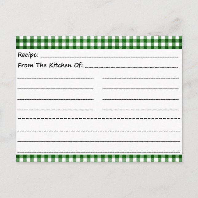 Cartes de recettes vierges : En vichy rêves (Devant)