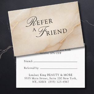 Cartes de recommandation en marbre beige de salon