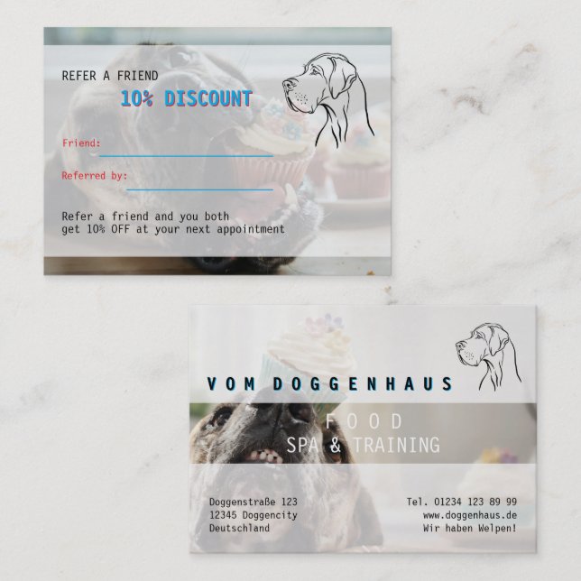 cartes de recommandation grands danois (Devant / Derrière)