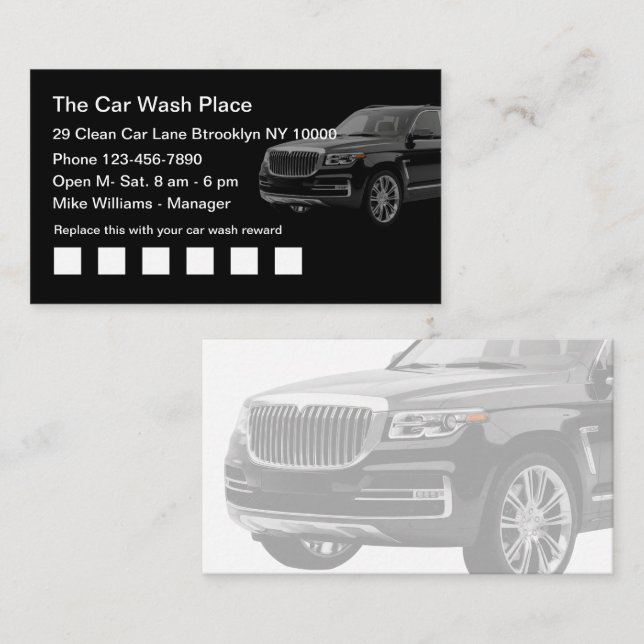 Cartes de récompense pour lavage de voiture Cool (Devant / Derrière)