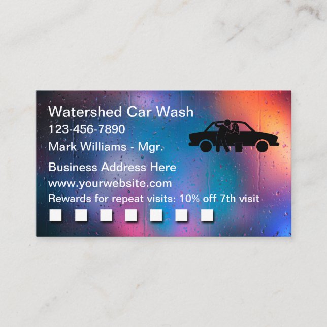 Cartes de récompenses de lavage de voiture les plu (Devant)