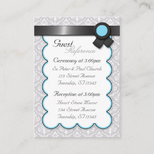 Cartes de référence de l'invité Aqua & Grey Mariag