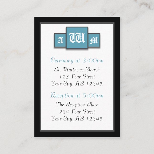 Cartes de référence de l'invité moderne bleu Tri-M (Devant)