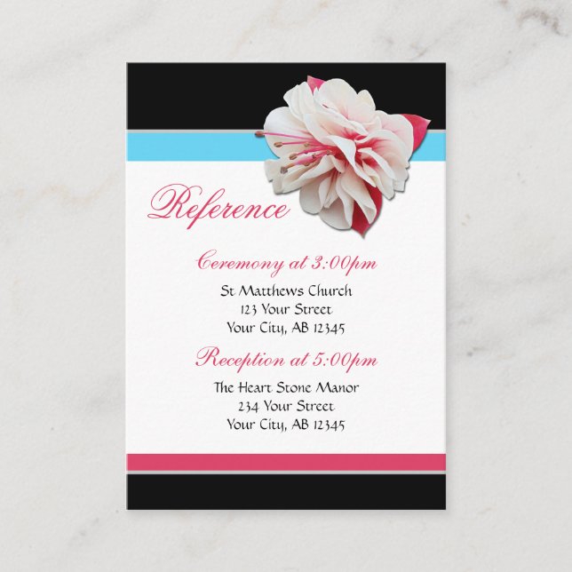Cartes de référence Fuchsia Flower Pink & Aqua Gue (Devant)