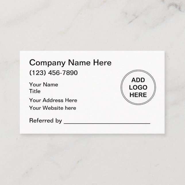Cartes de référence Modèle du logo de l'entreprise (Devant)