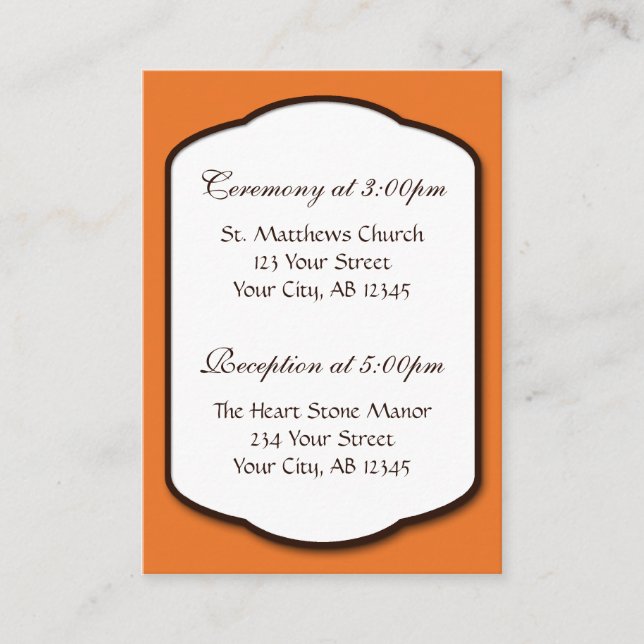 Cartes de référence Orange Brown & Blanc Mariage G (Devant)