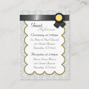 Cartes de référence pour les invités Mariage damas