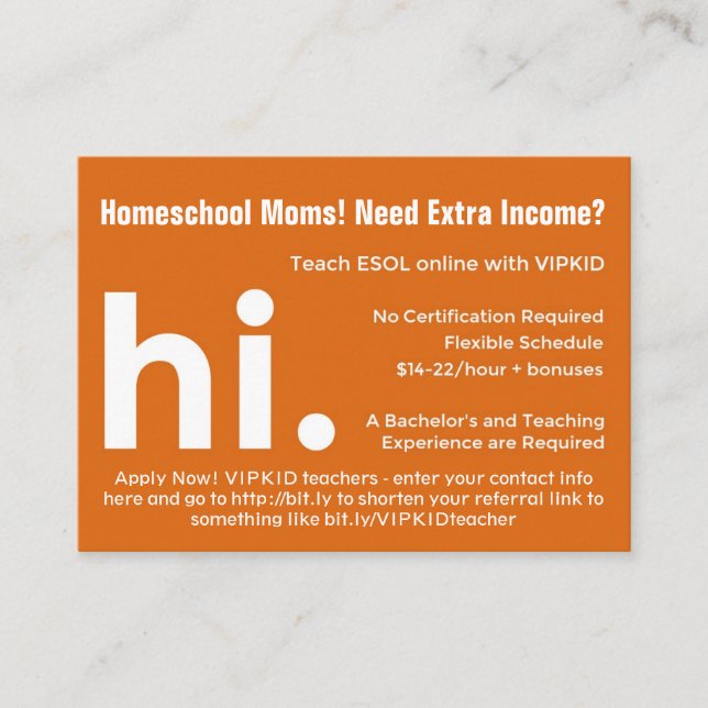 Cartes de référence/recrutement de professeur de (Devant)