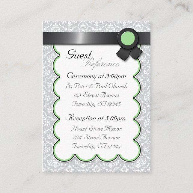 Cartes de référence Sage & Grey Mariage damassé (Devant)