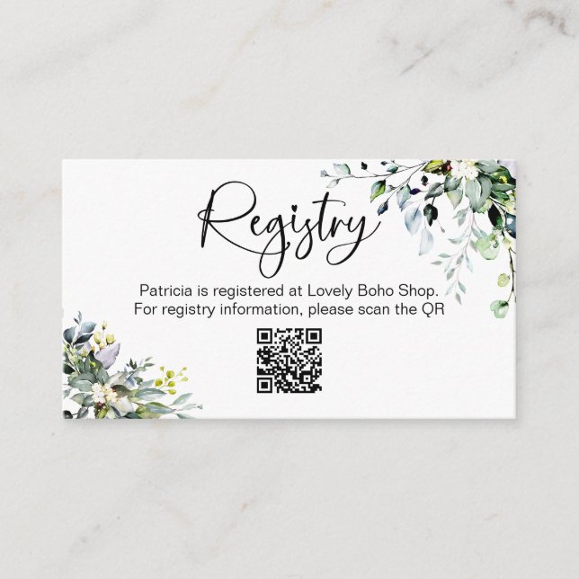 Cartes de registre de cadeaux de douche de mariée  (Devant)