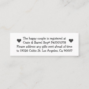 Cartes de registre de couple heureux mini pour inv