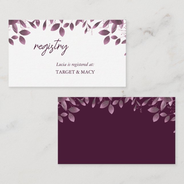 Cartes de registre de douche de mariée de feuille  (Devant / Derrière)