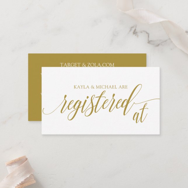 Cartes de registre de douche de mariée en or (Devant/Arrière en situation)