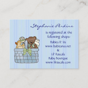 Cartes de registre du panier-cadeau pour bébés