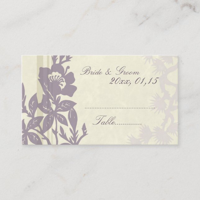 Cartes de réglage du Mariage Floral Violet (Devant)