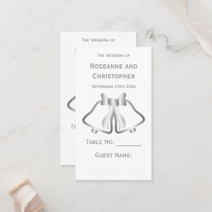 Cartes de réglage Mariage Argent Bells Ruban