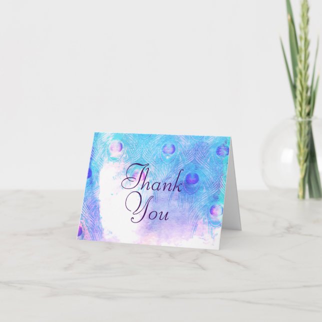 Cartes de remerciement à l'aquarelle Paon Abstrait (Devant)