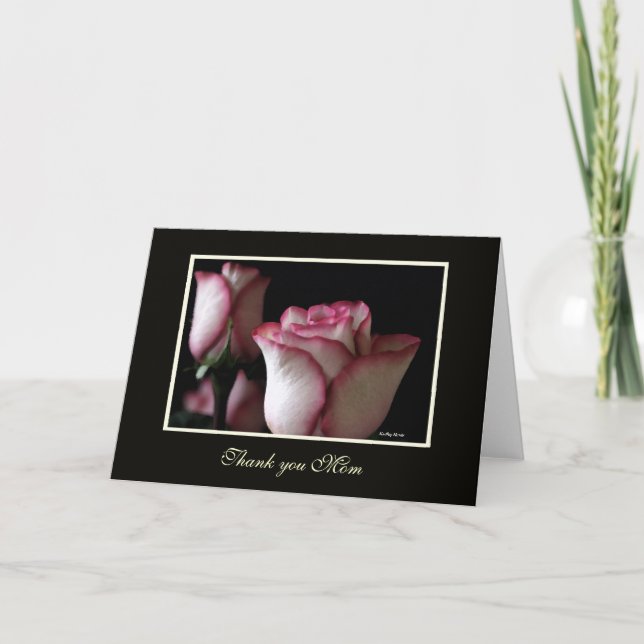 Cartes de remerciement à maman avec rose (Devant)