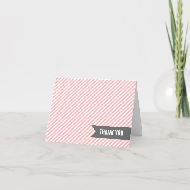 Cartes de remerciement à rayures roses (Devant)