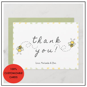 Cartes de remerciement abeille, Baby Shower mignon