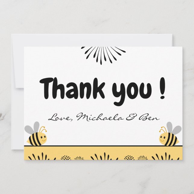 Cartes de remerciement abeille Douce comme peut êt (Devant)