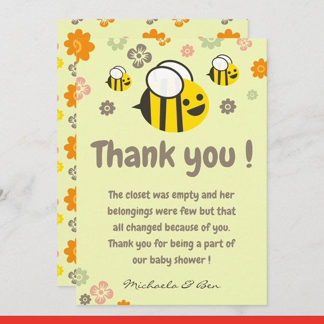 Cartes de remerciement abeille Douce comme peut êt (Créateur téléchargé)