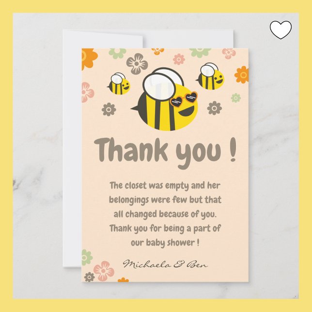 Cartes de remerciement abeille Douce comme peut êt (Créateur téléchargé)
