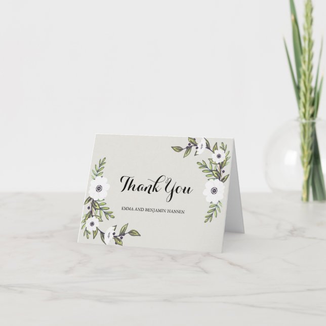 Cartes de remerciement Anémones Peintes (Devant)