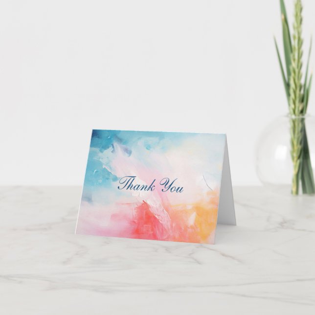 Cartes de remerciement aquarelle abstraite rose bl (Devant)