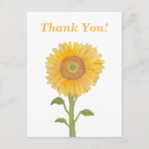 Cartes de remerciement au tournesol aquarelle