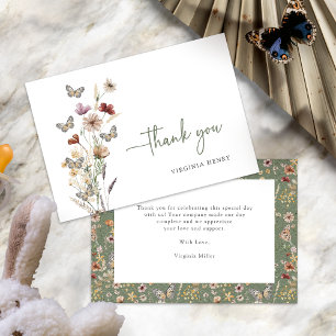 Cartes de remerciement aux fleurs sauvages bohèmes
