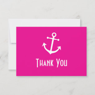 Cartes de remerciement avec ancre de bateau (rose