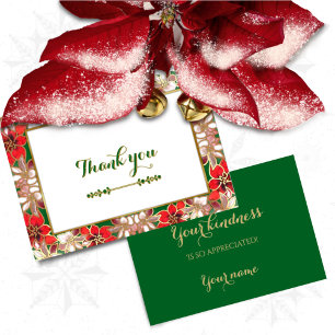 Cartes de remerciement avec poinsettias rouges et