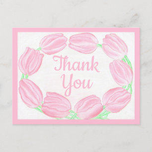 Cartes de remerciement avec une bordure de tulipes