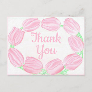 Cartes de remerciement avec une bordure de tulipes