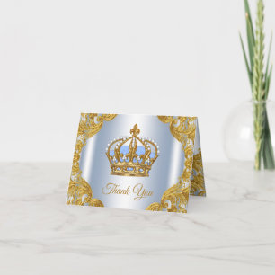 Cartes de remerciement Baby Blue Gold Prince Baby