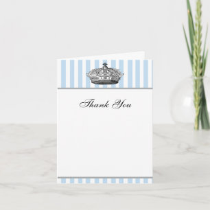 Cartes de remerciement Baby Blue Silver Crown Prin