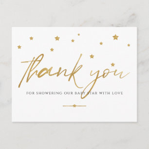 Cartes de remerciement Baby Shower Gold Stars