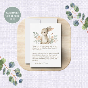 Cartes de remerciement Baby Shower Lapin aquarelle