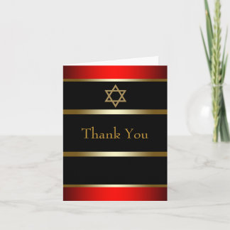 Cartes de remerciement Bar Mitzvah Rouge Noir et O