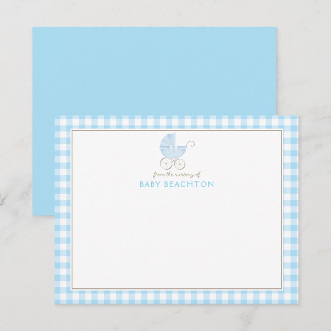 Cartes de remerciement bébé garçon à l'ancienne av (Devant / Derrière)