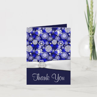 Cartes de remerciement bleu et blanc flocon de nei
